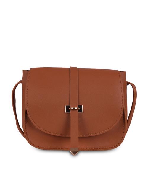 tan leatherette (pu) sling bag - 16063975 - Very Small Image - 1