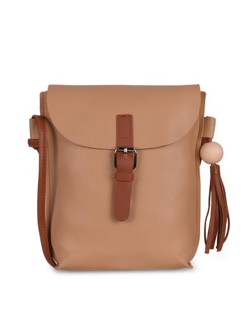 beige leatherette (pu) sling bag - 16063977 - Very Small Image - 1