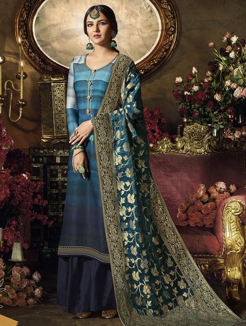 embroidered semi-stitched suit - 16064000 - Very Small Image - 1