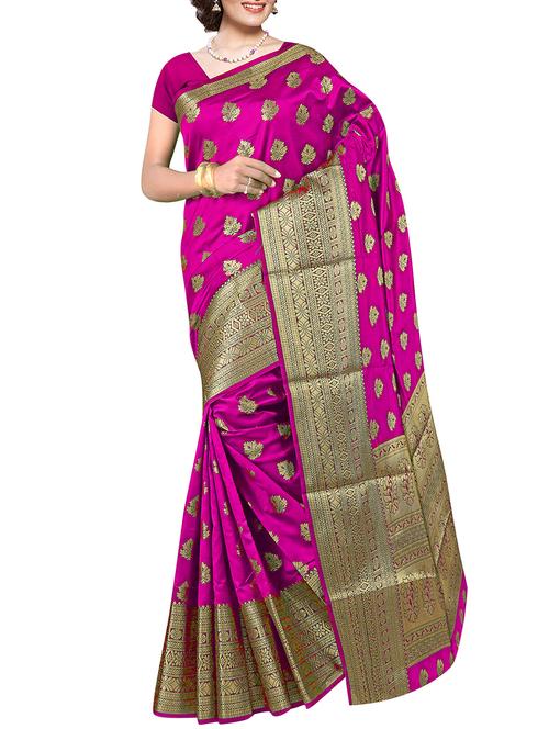 ethnic zari motif banarasi saree with blouse - 16064038 - Very Small Image - 1