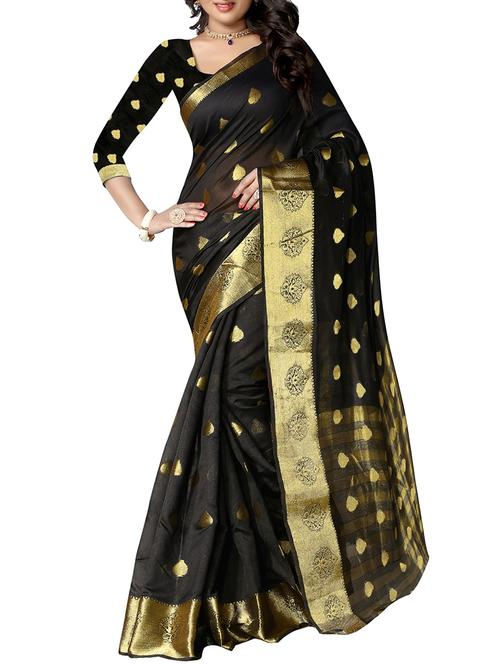 ethnic zari motif banarasi saree with blouse - 16064091 - Very Small Image - 1