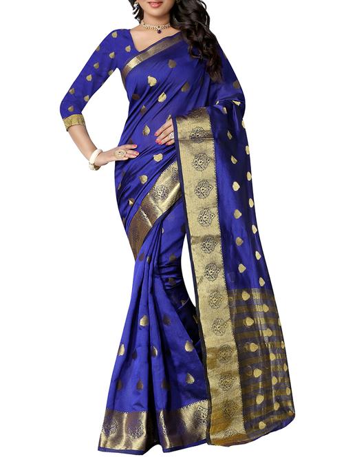 ethnic zari motif banarasi saree with blouse - 16064092 - Very Small Image - 1