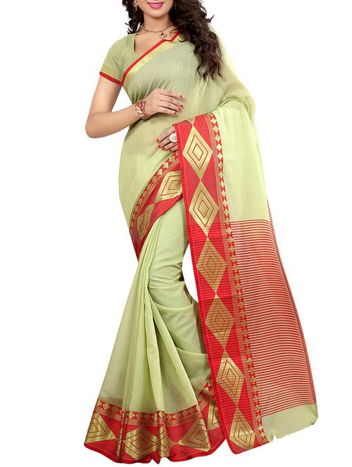 geometrical zari border woven saree with blouse - 16064119 - Very Small Image - 1