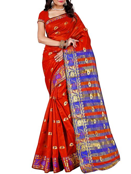ethnic zari motif banarasi saree - 16064140 - Very Small Image - 1