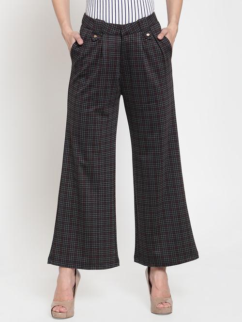 pleated checkered wide leg trouser - 16064647 - Very Small Image - 1