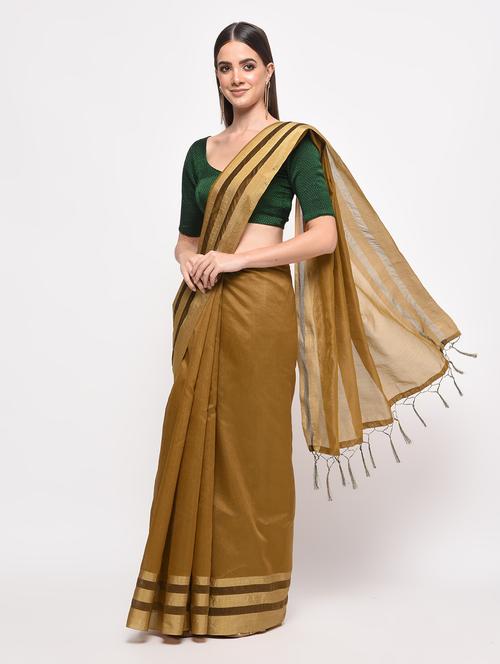 striped zari border woven saree - 16064890 - Very Small Image - 1