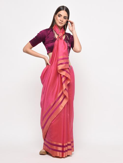 striped zari border woven saree - 16064892 - Very Small Image - 1