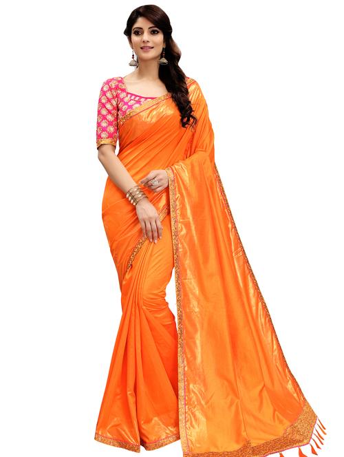 zari bordered solid saree - 16065074 - Very Small Image - 1