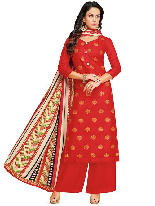 embroidered semi-stitched suit - 16065176 - Very Small Image - 1