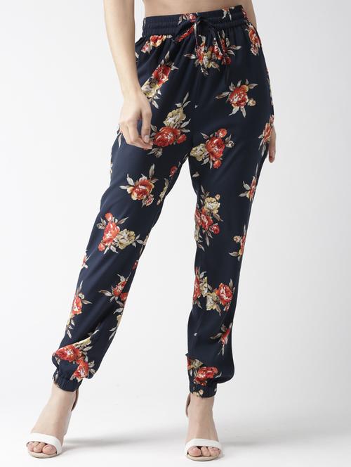 drawstring waist floral trouser - 16065523 - Very Small Image - 1