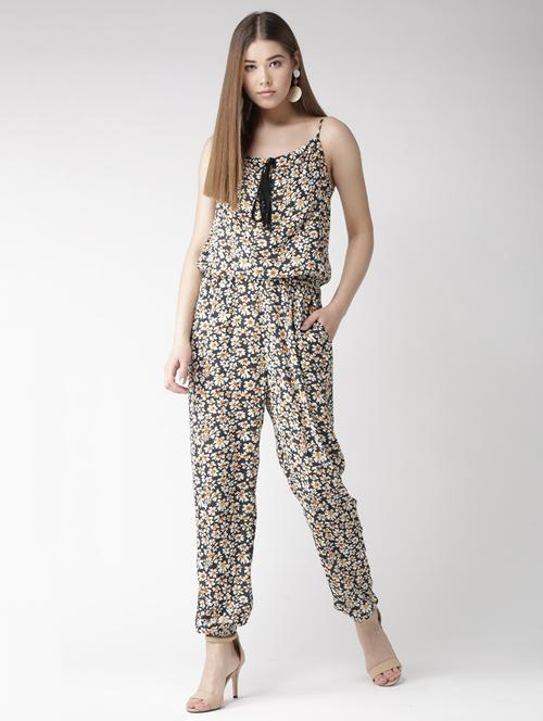 tie-up neck floral blouson jumpsuit - 16065555 - Very Small Image - 1