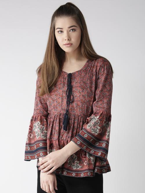 tassel tie-up gathered detail top - 16065574 - Very Small Image - 1