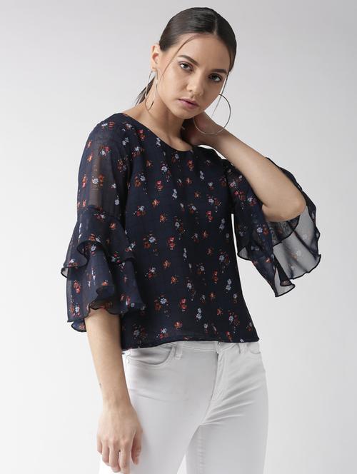 layered sleeve floral top - 16065577 - Very Small Image - 1