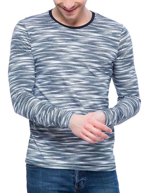 blue self design t-shirt - 16065753 - Very Small Image - 1