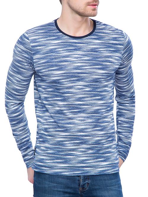 blue self design t-shirt - 16065754 - Very Small Image - 1