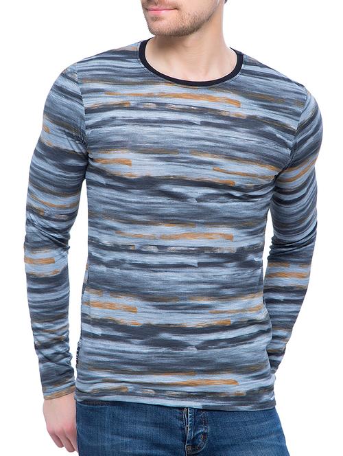 blue self design t-shirt - 16065755 - Very Small Image - 1