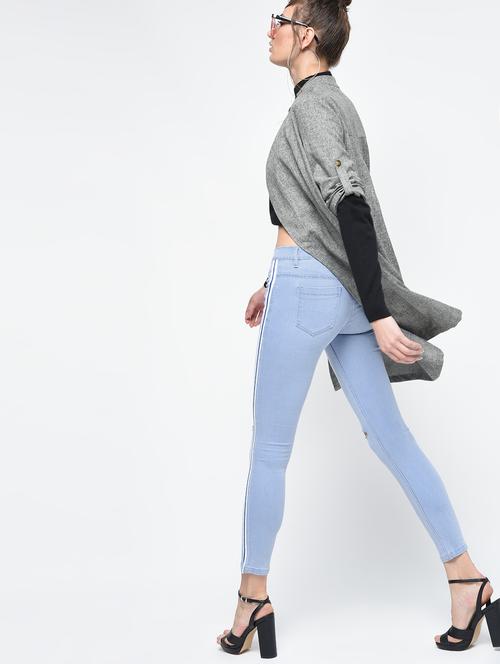 knee slit side taped jeans - 16065983 - Very Small Image - 1