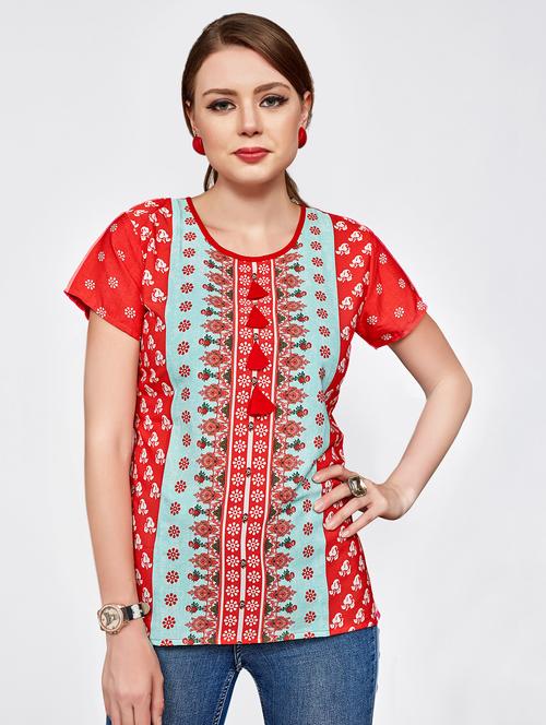 tassel trim short sleeved top - 16066322 - Very Small Image - 1