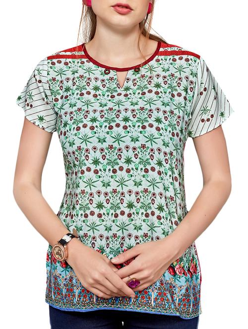 contrast piped keyhole neck top - 16066327 - Very Small Image - 1