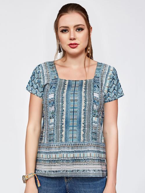 square neck short sleeved top - 16066340 - Very Small Image - 1