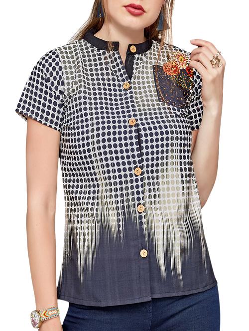 embroidered polka dots shirt - 16066350 - Very Small Image - 1