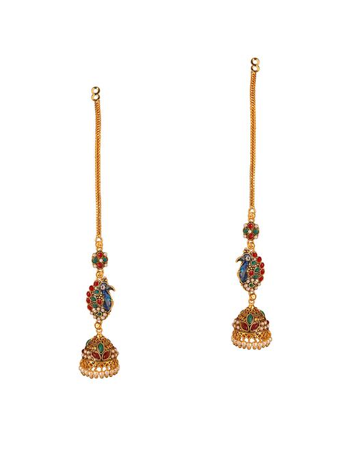 gold metal jhumka earring - 16066914 - Very Small Image - 1