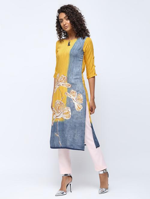 digital floral printed straight kurta - 16067018 - Very Small Image - 1