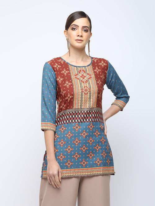 printed straight kurti - 16067092 - Very Small Image - 1