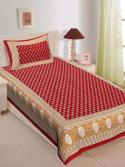 uniqchoice 100% cotton single bedsheet with 1 pillow cover - 16067147 - Very Small Image - 1