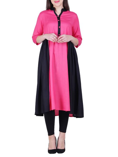 contrast flared kurta - 16071252 - Very Small Image - 1