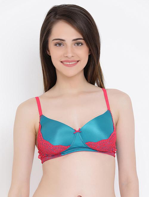 contrasting lace detail bra - 16071336 - Very Small Image - 1