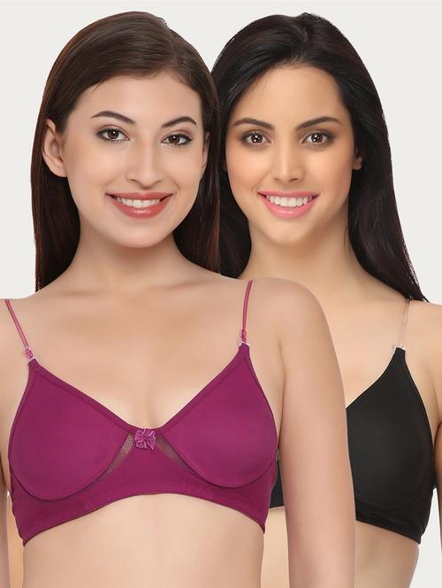 set of 2 mesh bow patch bra - 16071359 - Very Small Image - 1