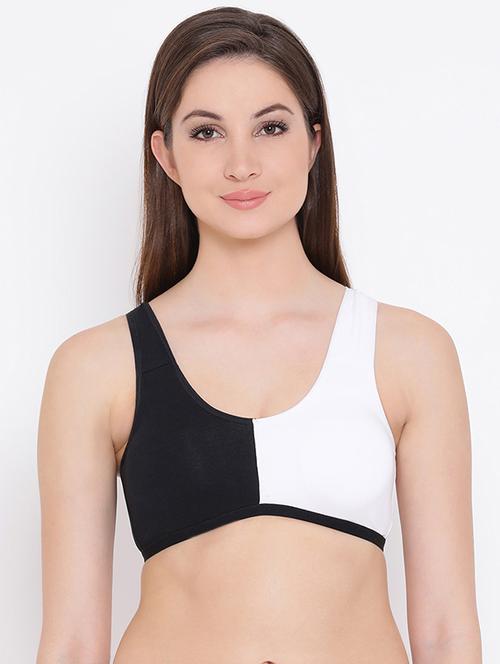 contrast color block sports bra - 16071372 - Very Small Image - 1