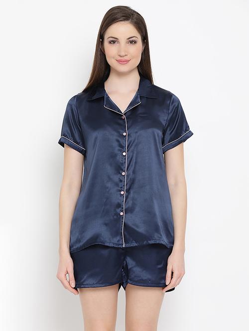 navy blue nightwear shorts set - 16071473 - Very Small Image - 1