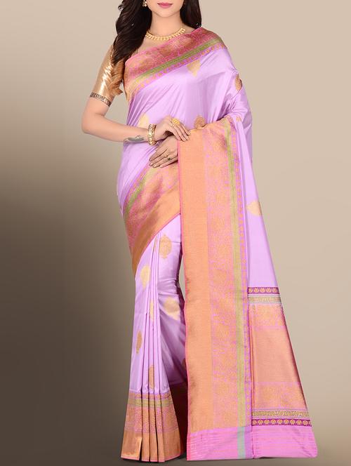 contrast bordered uppada saree with blouse - 16071603 - Very Small Image - 1