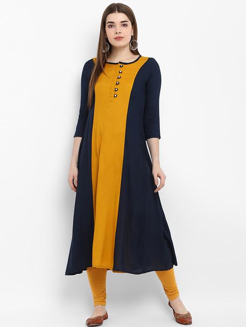color block a-line kurta - 16072194 - Very Small Image - 1