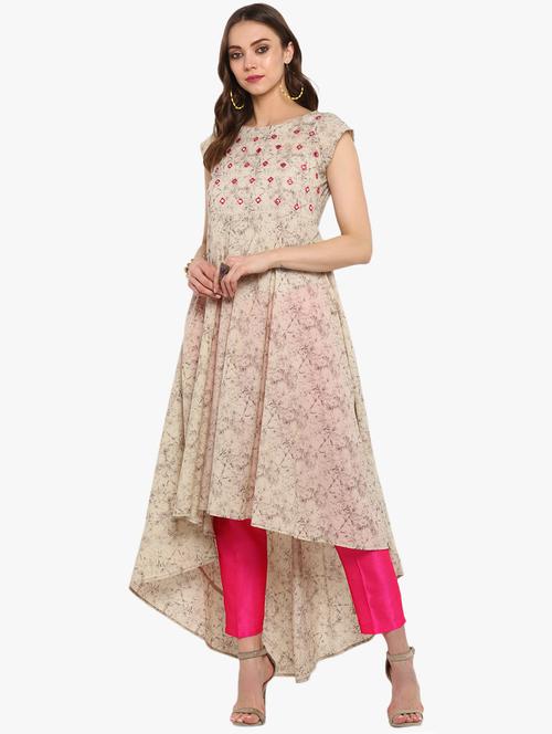 mirror work high low kurta - 16072319 - Very Small Image - 1