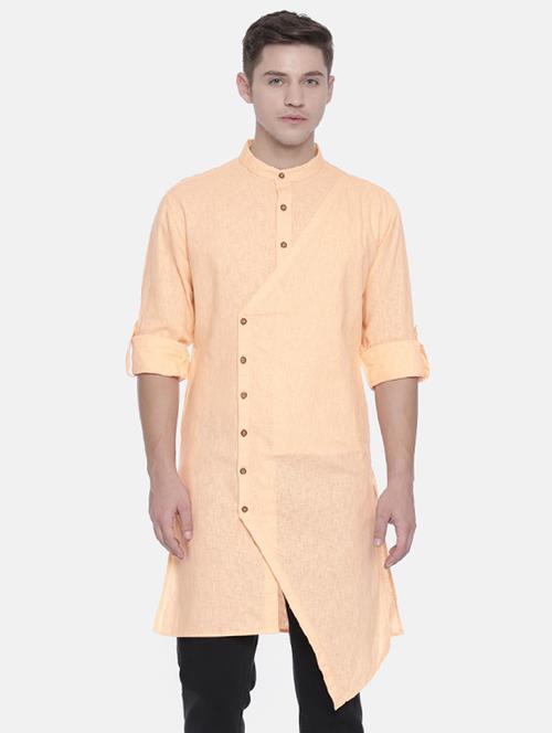 orange cotton asymmetric kurta - 16072426 - Very Small Image - 1
