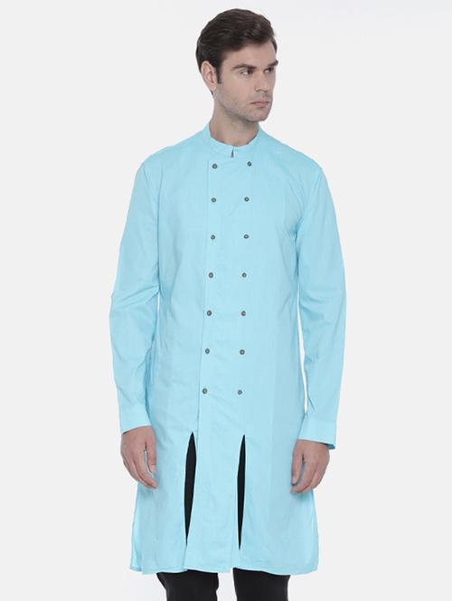 blue cotton long kurta - 16072444 - Very Small Image - 1