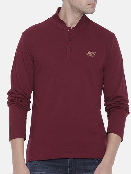 maroon solid collared t-shirt - 16072480 - Very Small Image - 1