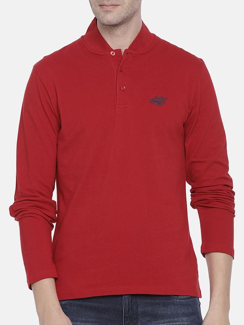 red solid collared t-shirt - 16072482 - Very Small Image - 1