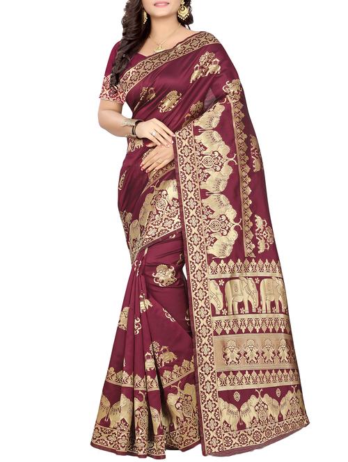 conversational zari motif banarasi saree with blouse - 16072512 - Very Small Image - 1