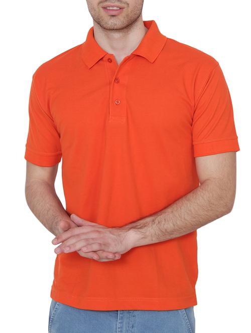 orange solid polo tshirt - 16077510 - Very Small Image - 1