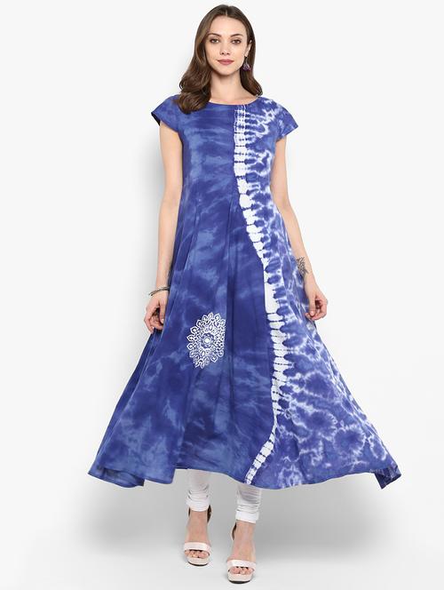 shibori print flared kurta - 16077678 - Very Small Image - 1