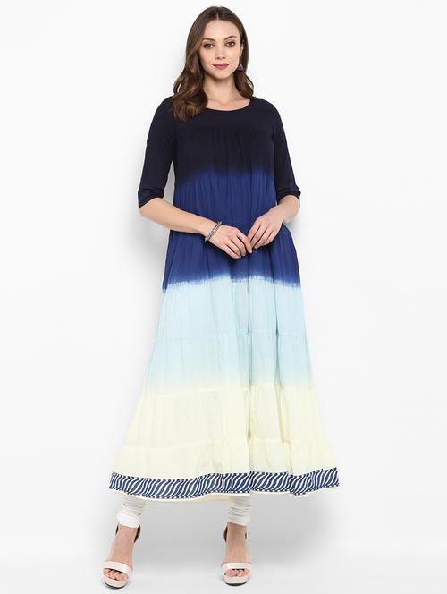 ombre print tiered kurta - 16077681 - Very Small Image - 1