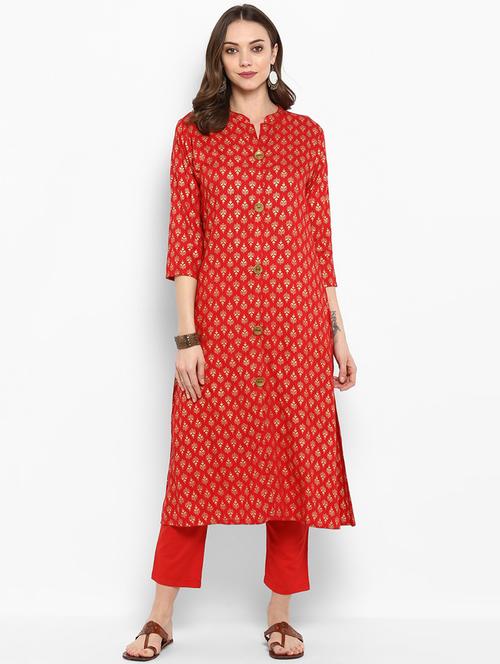 blok printed buttoned kurta with pant set - 16077696 - Very Small Image - 1