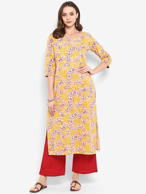 floral print kurta palazzo set - 16077709 - Very Small Image - 1