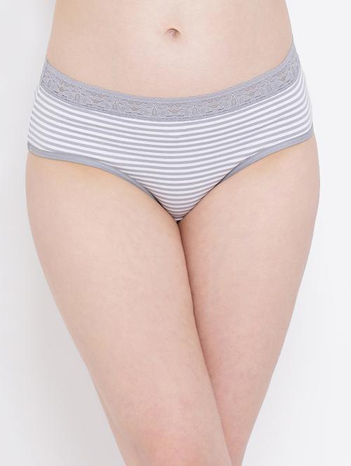 striped lace detail hipster panty - 16077755 - Very Small Image - 1