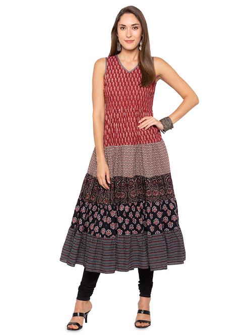 multi print tiered kurta - 16077877 - Very Small Image - 1