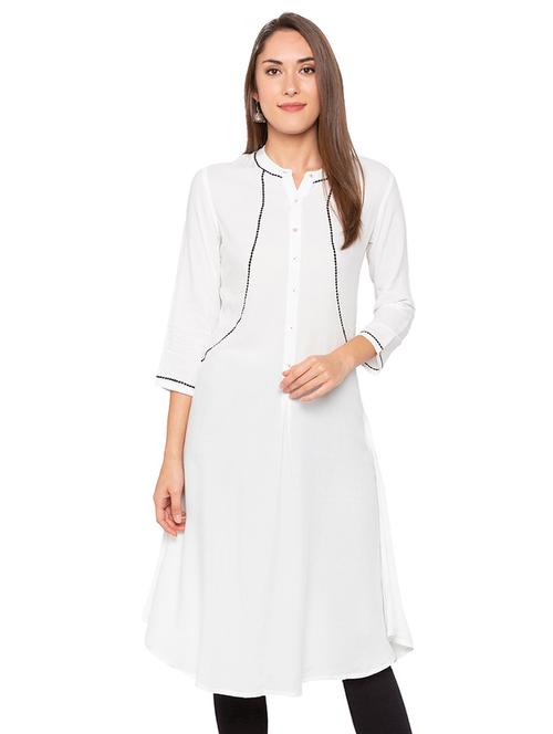 embroidery buttoned a-line kurta - 16077880 - Very Small Image - 1